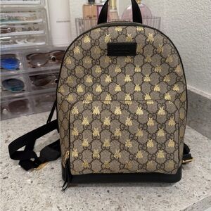 Gucci Beige and Gold GG Bee Backpack